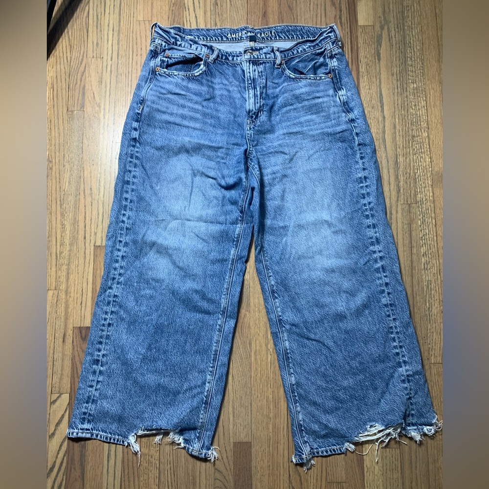 American eagle super high rise baggy wide leg jeans 14 x-short